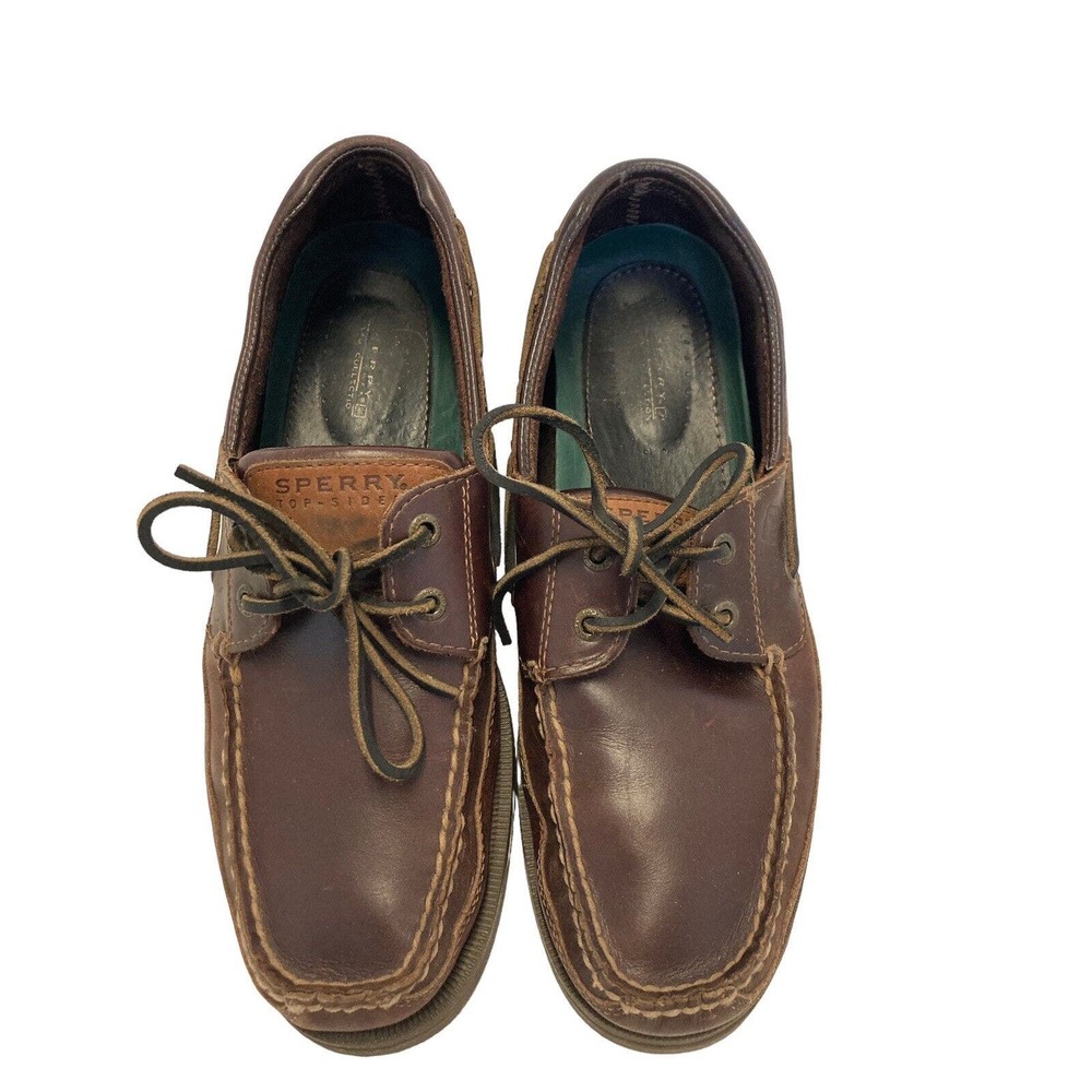 Sperry Top Sider 2 Eye Leather Men's Boat Shoes Collection Size 11 Brown EUC